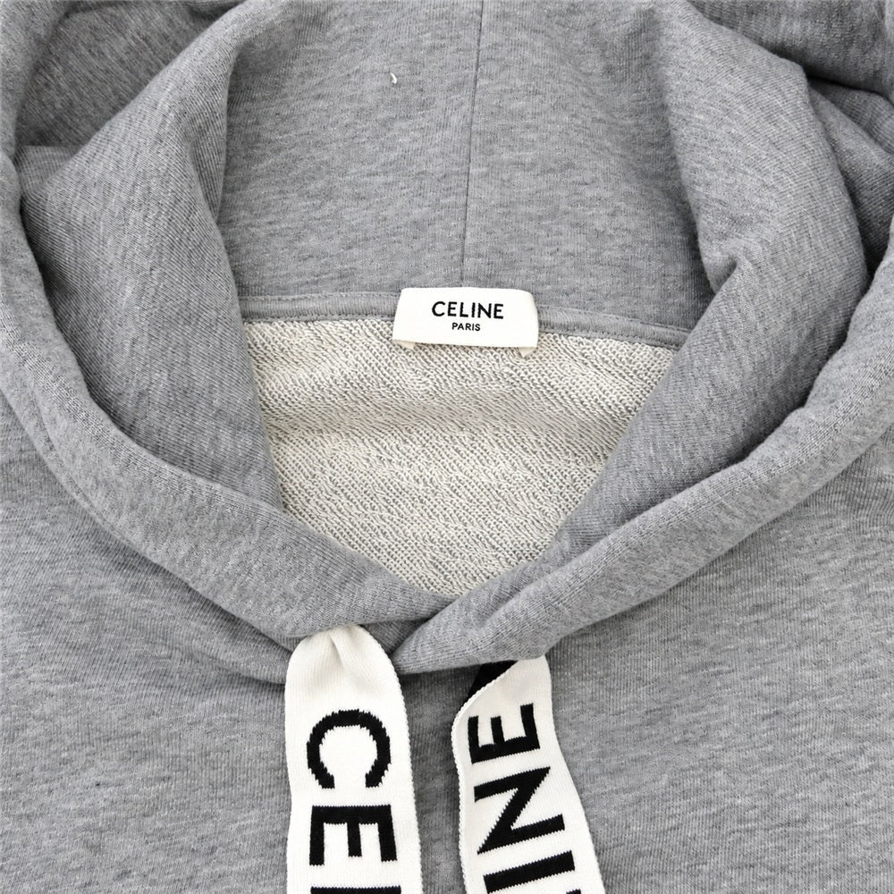 CELINE セリーヌ 2Y468670Q コットン フリース ルーズ フーディー ロゴ プルオーバー スウェット パーカー グレー グレー系 M【中古】