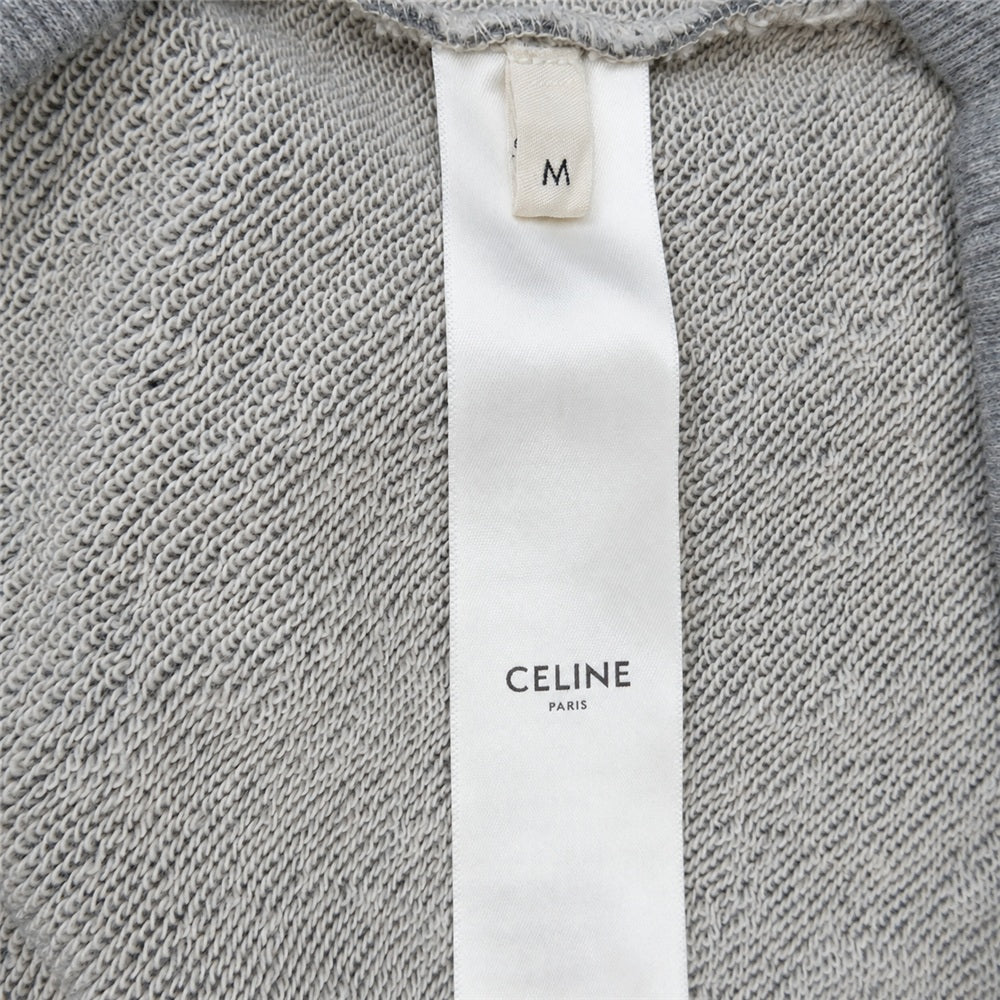 CELINE セリーヌ 2Y468670Q コットン フリース ルーズ フーディー ロゴ プルオーバー スウェット パーカー グレー グレー系 M【中古】