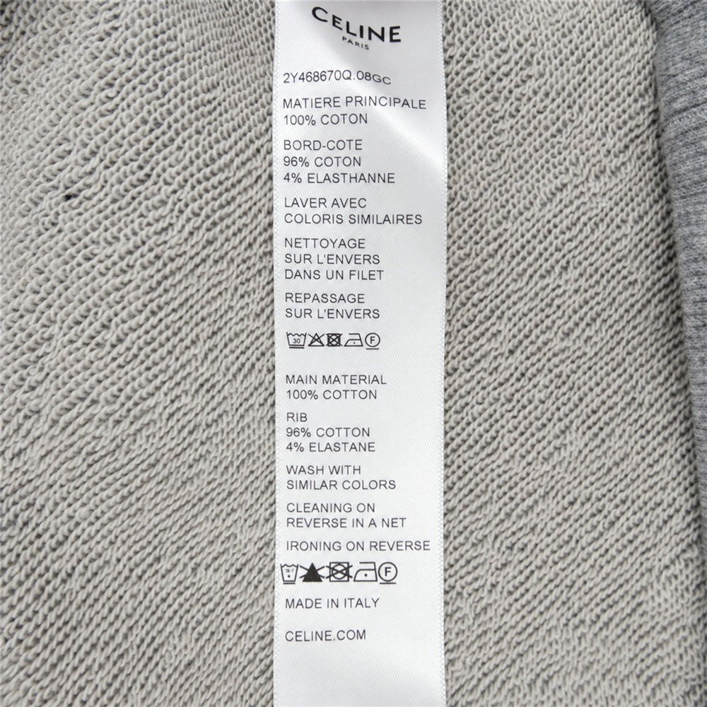 CELINE セリーヌ 2Y468670Q コットン フリース ルーズ フーディー ロゴ プルオーバー スウェット パーカー グレー グレー系 M【中古】