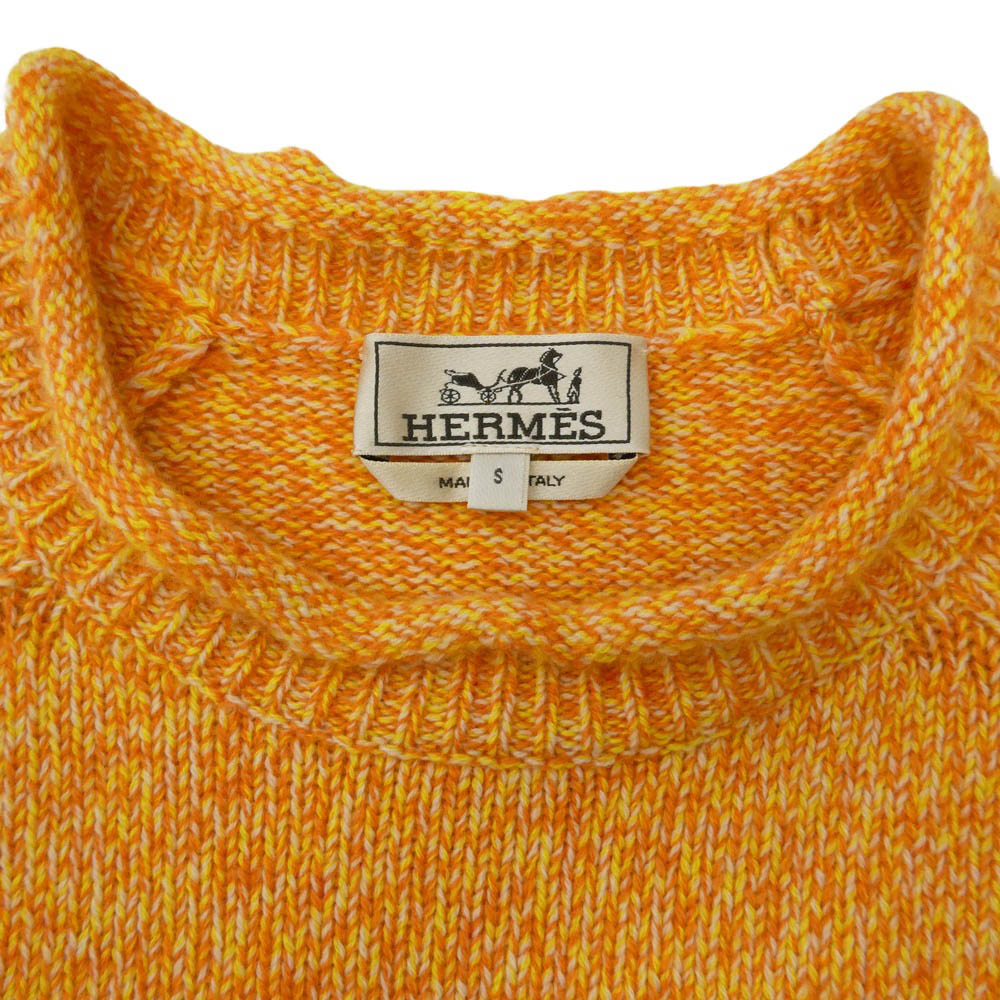 HERMES エルメス 22SS イタリア製 カシミア カシミヤ グラデーション ニット セーター オレンジ系 ピンク系 S【中古】