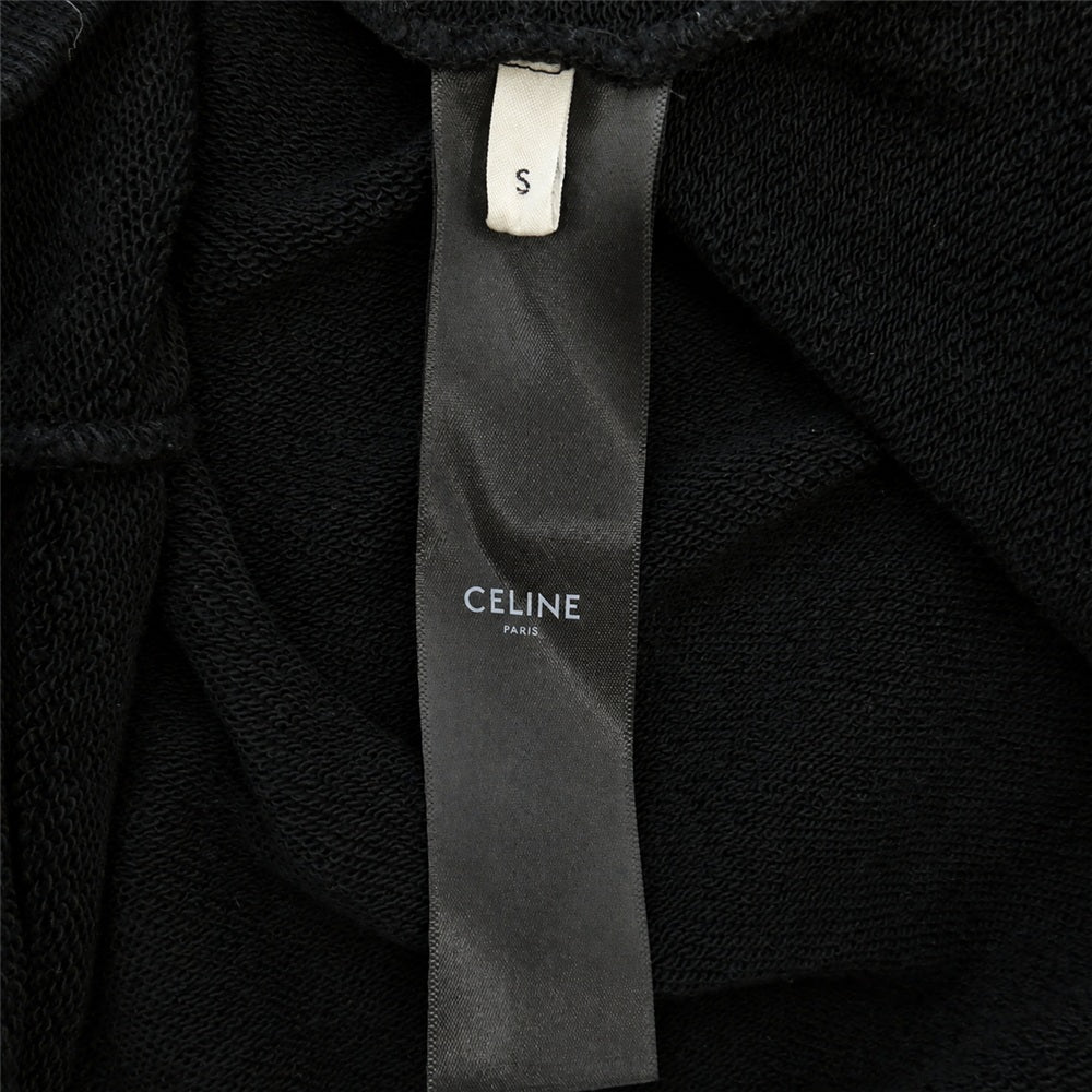 CELINE セリーヌ 2Y468670Q コットン フリース ルーズ フーディー ロゴ プルオーバー スウェット パーカー ブラック ブラック系 S【中古】