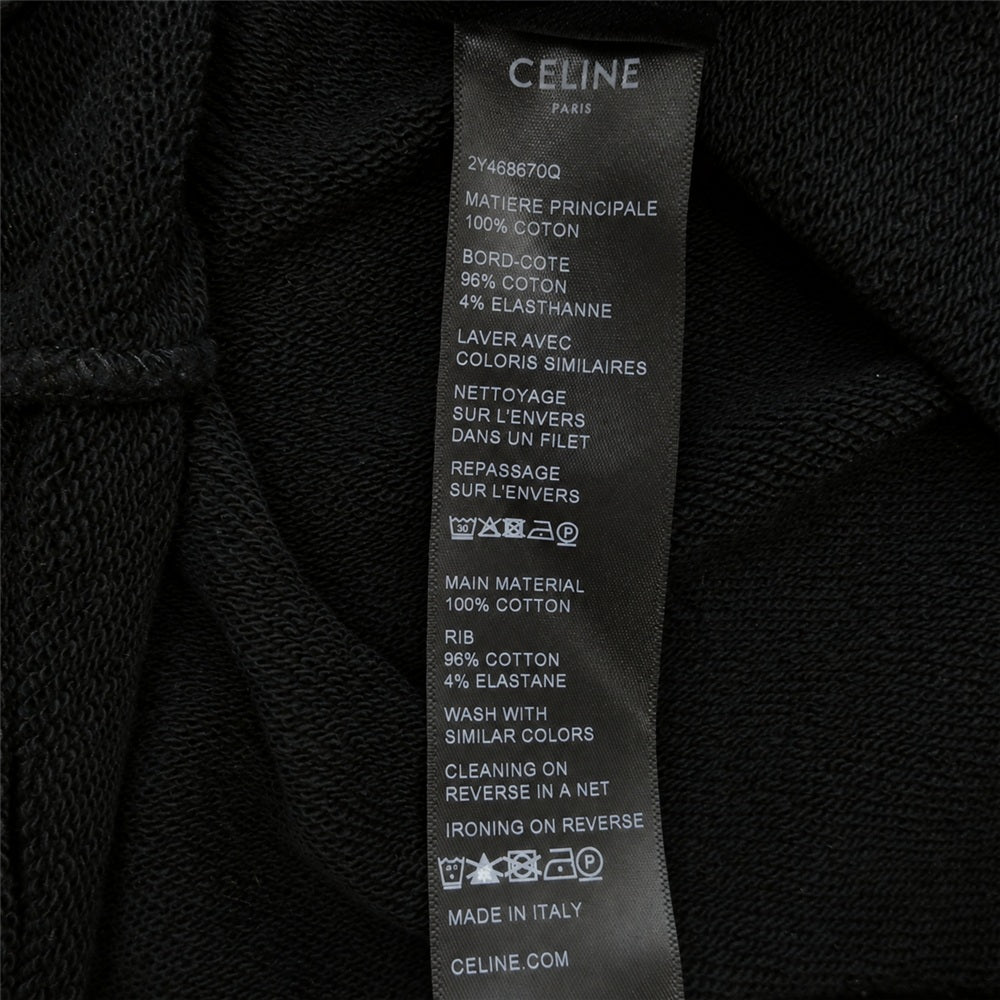 CELINE セリーヌ 2Y468670Q コットン フリース ルーズ フーディー ロゴ プルオーバー スウェット パーカー ブラック ブラック系 S【中古】