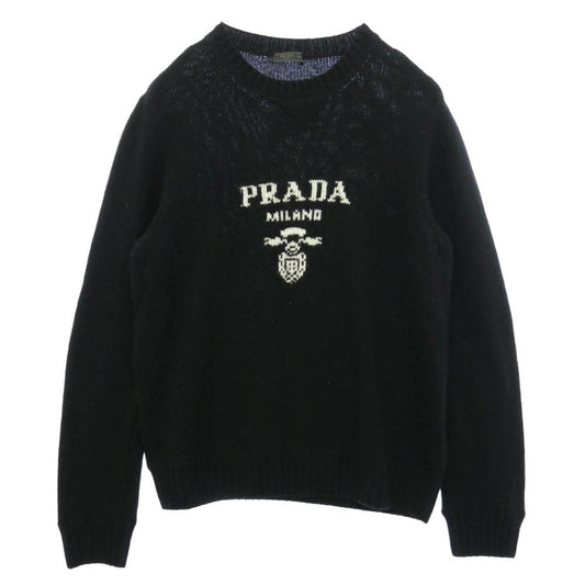 PRADA プラダ 21AW UMB223 S211 1YMW Wool Cashmere Crew Neck Sweater ウールカシミヤ クルーネック セーター ニット ブラック系 50【中古】