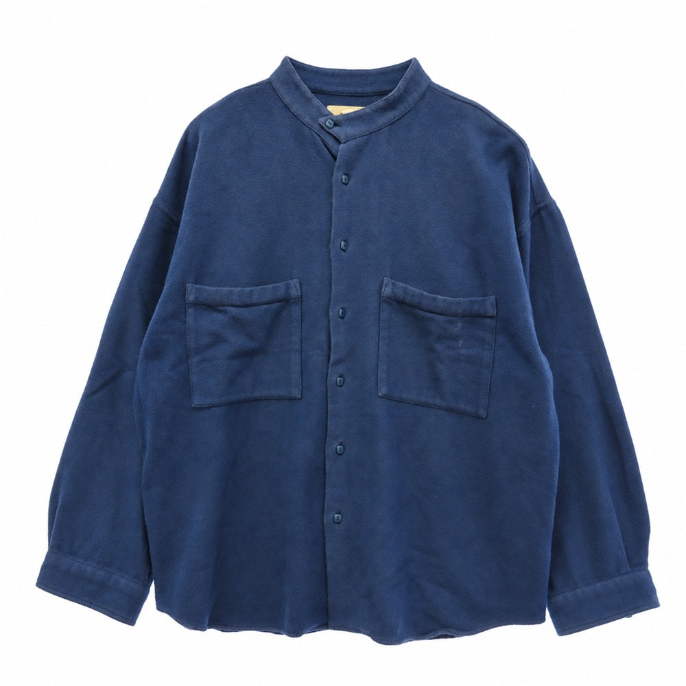 TENDERLOIN テンダーロイン STAND FLANNEL SHT L/S スタンドカラー フランネル ノーカラー 長袖 シャツ ブルー系 L【中古】