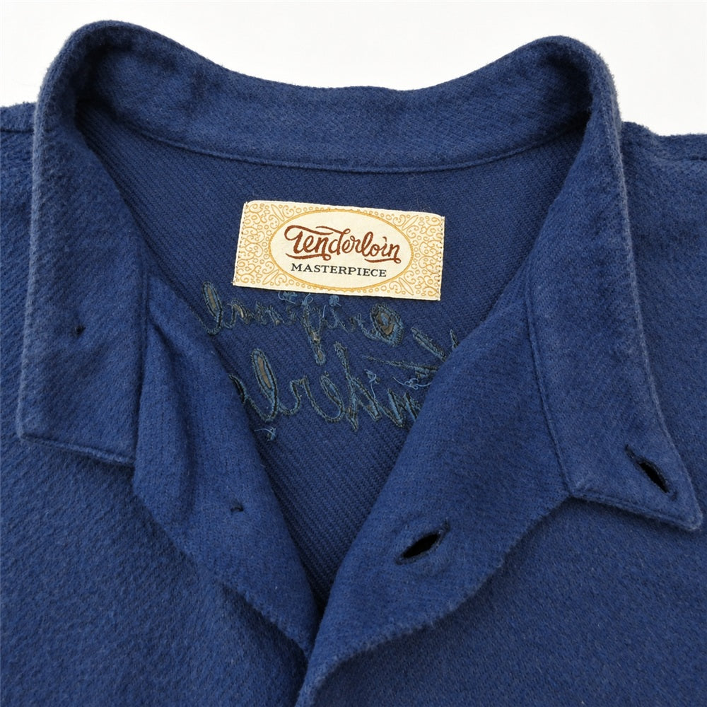 TENDERLOIN テンダーロイン STAND FLANNEL SHT L/S スタンドカラー フランネル ノーカラー 長袖 シャツ ブルー系 L【中古】