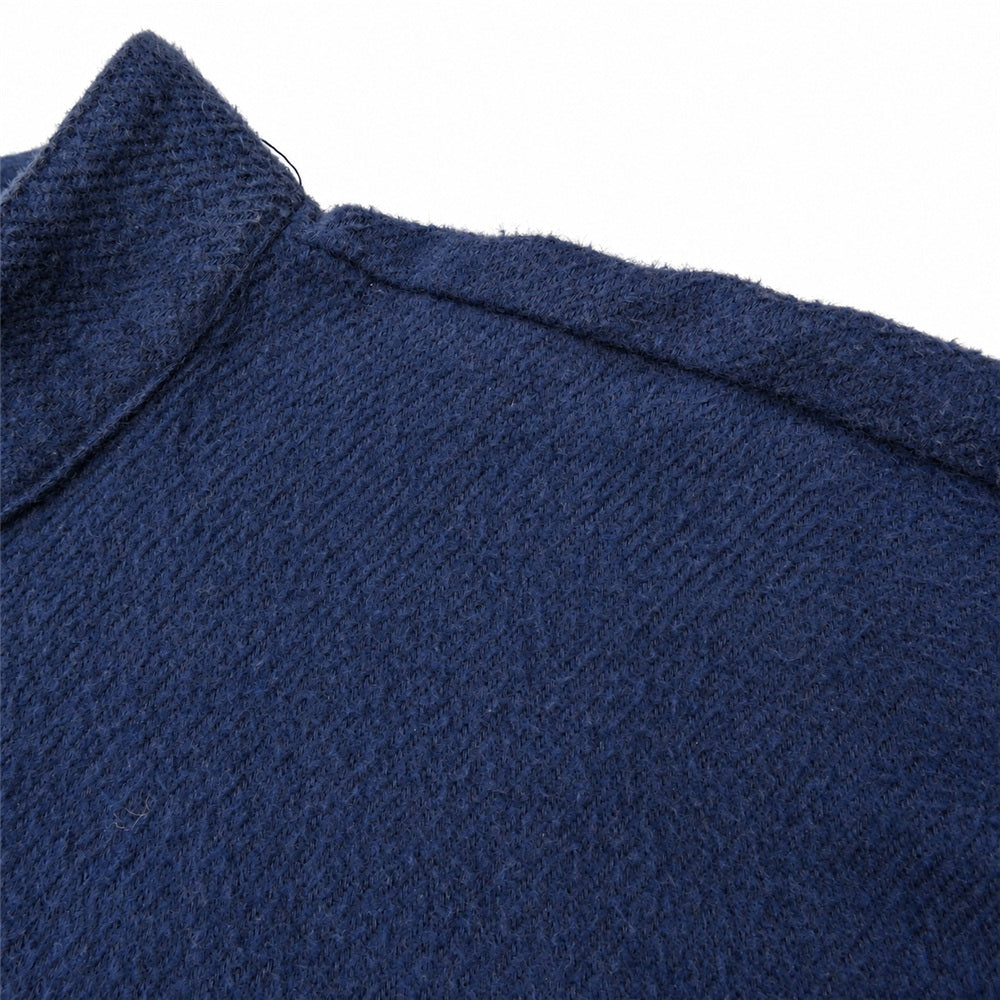 TENDERLOIN テンダーロイン STAND FLANNEL SHT L/S スタンドカラー フランネル ノーカラー 長袖 シャツ ブルー系 L【中古】