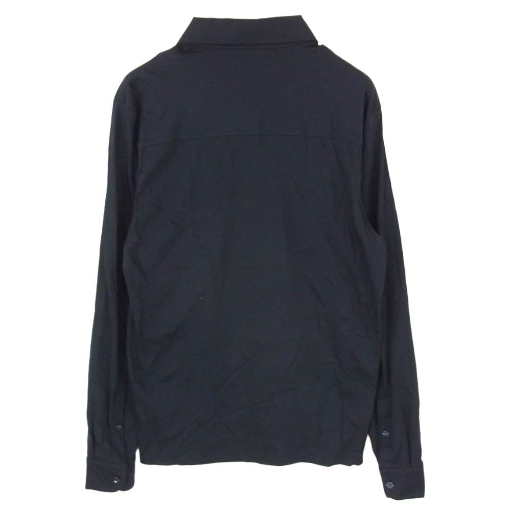 HUGO BOSS ヒューゴボス 50533572 Mercerised-cotton polo shirt in a slim fit マーセライズド コットン 長袖 ポロシャツ ネイビー系 M【中古】