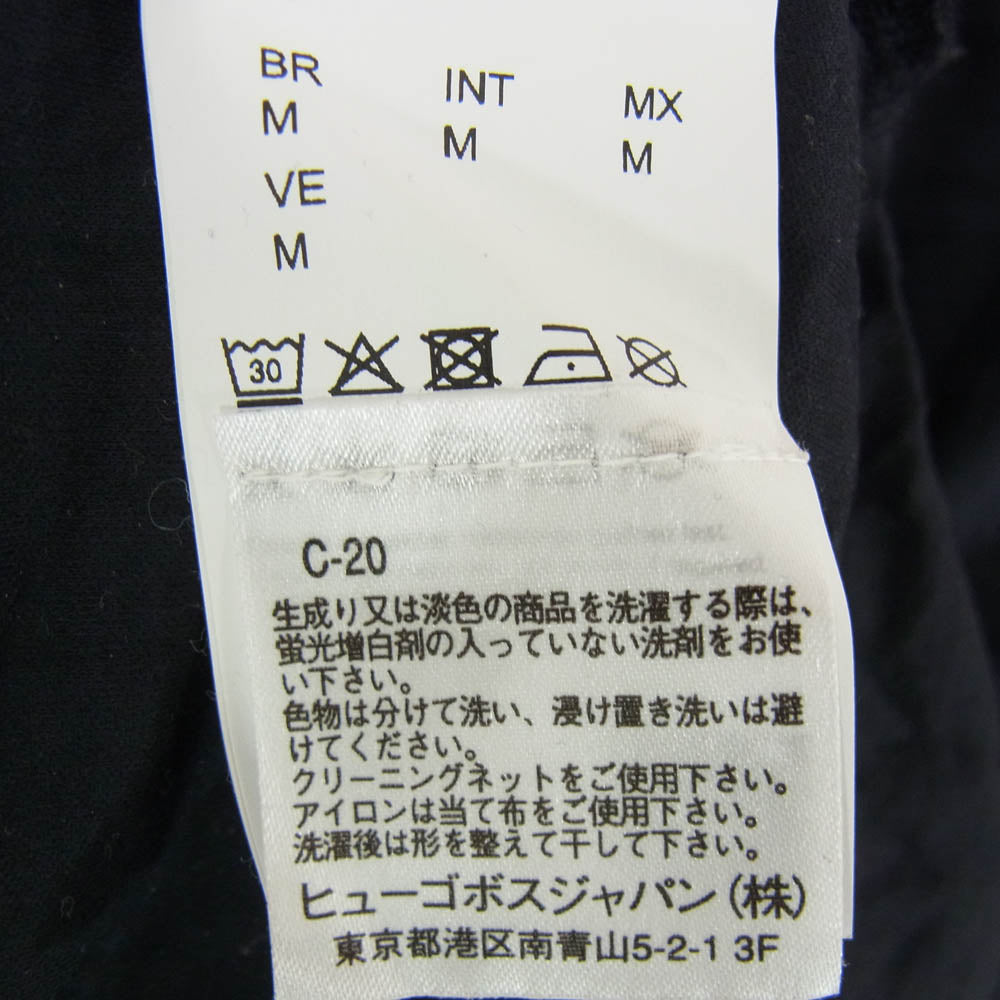 HUGO BOSS ヒューゴボス 50533572 Mercerised-cotton polo shirt in a slim fit マーセライズド コットン 長袖 ポロシャツ ネイビー系 M【中古】