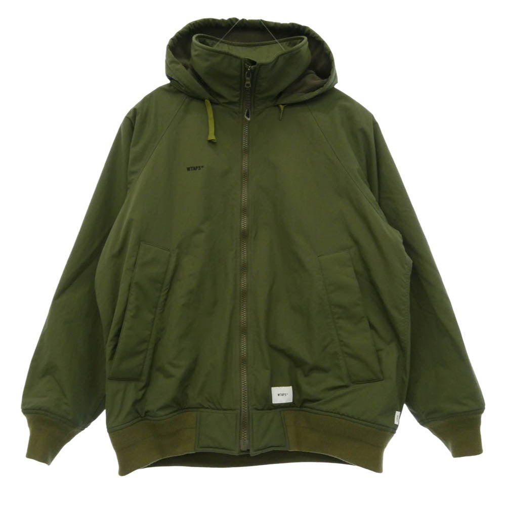 WTAPS ダブルタップス 19AW 192BRDT-JKM02 INCOM JACKET NYLON TUSSAH インカム バックロゴ フーデット 裏起毛 ジャケット カーキ系 モスグリーン系 3【中古】