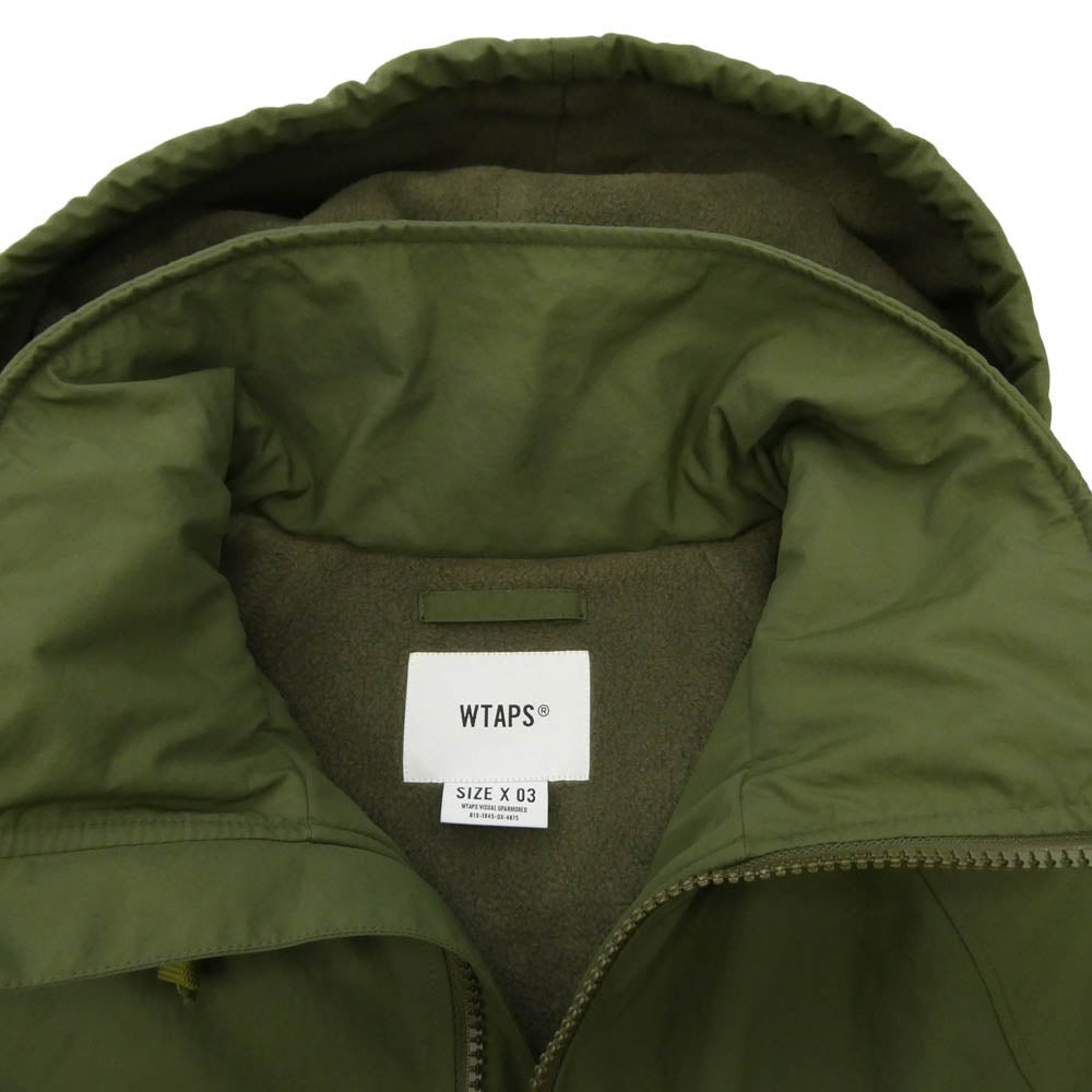 WTAPS ダブルタップス 19AW 192BRDT-JKM02 INCOM JACKET NYLON TUSSAH インカム バックロゴ フーデット 裏起毛 ジャケット カーキ系 モスグリーン系 3【中古】