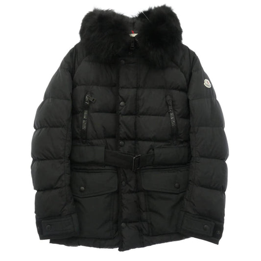 MONCLER モンクレール 420914180425 54155 DYLAN GIUBBOTTO DOWN JACKET ディラン ウエストベルト コヨーテファー ロゴパッチ ダブルジップ ダウンジャケット ダウンコート ブラック系 1【中古】