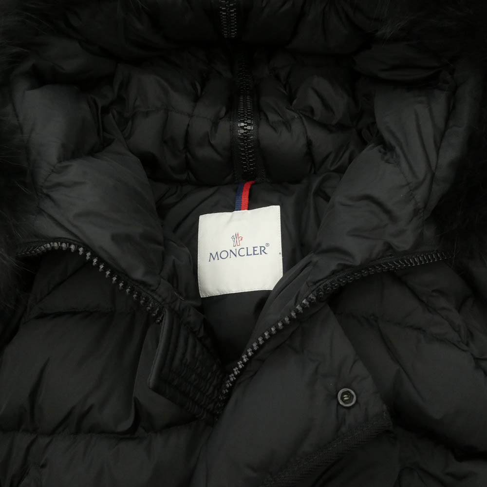 MONCLER モンクレール 420914180425 54155 DYLAN GIUBBOTTO DOWN JACKET ディラン ウエストベルト コヨーテファー ロゴパッチ ダブルジップ ダウンジャケット ダウンコート ブラック系 1【中古】