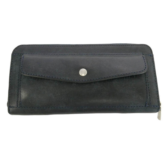 クランプ Cr-604 Pueblo Leather Round Zip Wallet プエブロレザー ラウンドウォレット 財布 ネイビー系【美品】【中古】