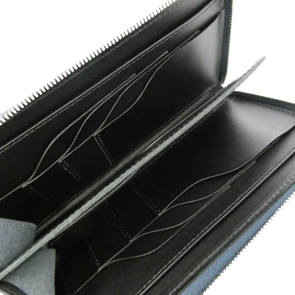 クランプ Cr-604 Pueblo Leather Round Zip Wallet プエブロレザー ラウンドウォレット 財布 ネイビー系【美品】【中古】