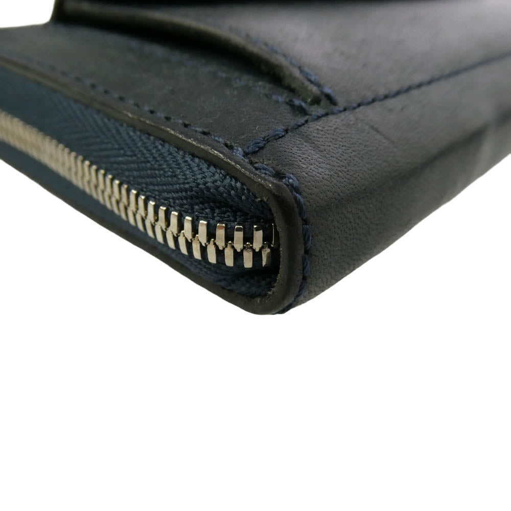 クランプ Cr-604 Pueblo Leather Round Zip Wallet プエブロレザー ラウンドウォレット 財布 ネイビー系【美品】【中古】