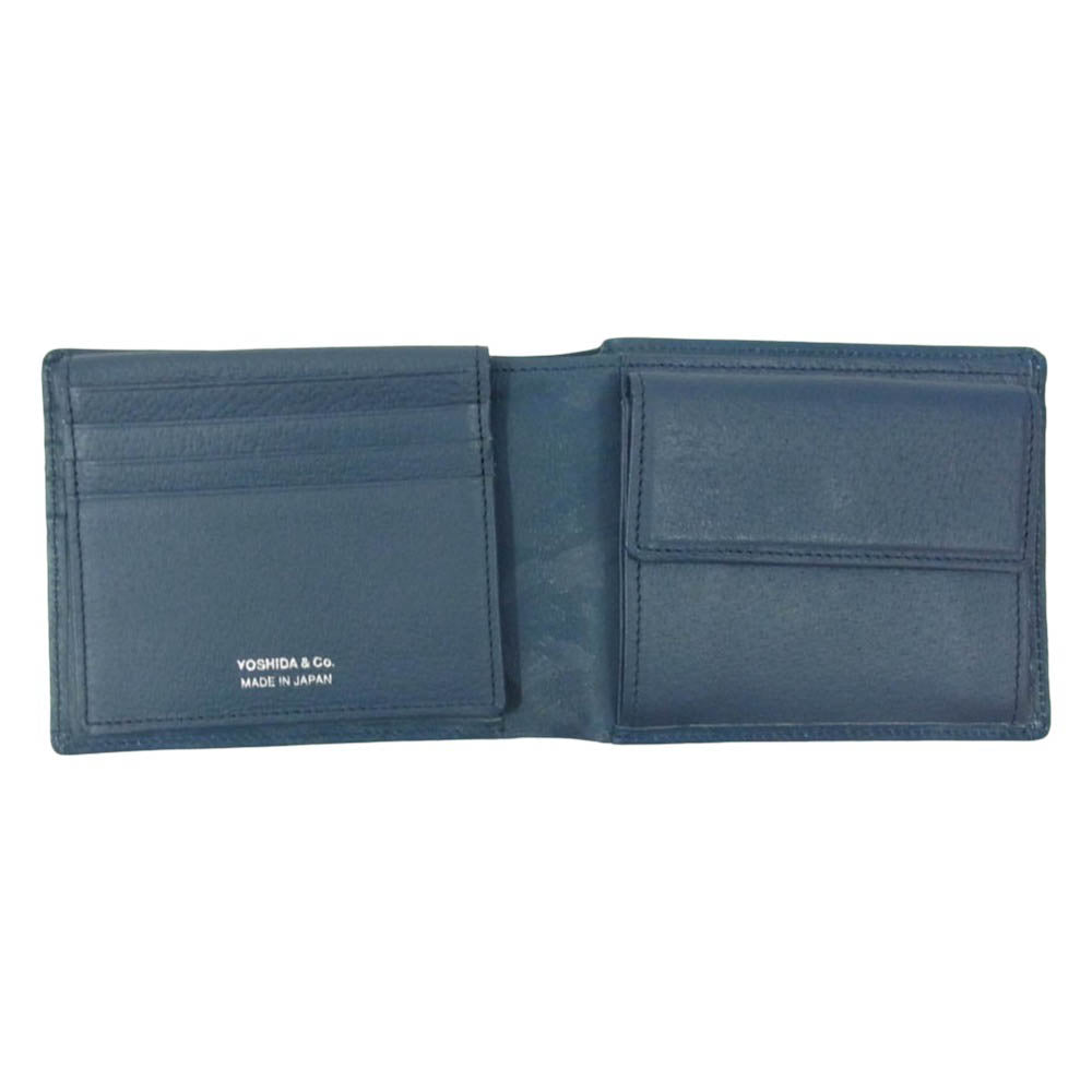 PORTER ポーター 342-03840 WONDER WALLET ワンダー 迷彩柄 エンボス加工 レザー 二つ折り財布 ウォレット ネイビー系【極上美品】【中古】
