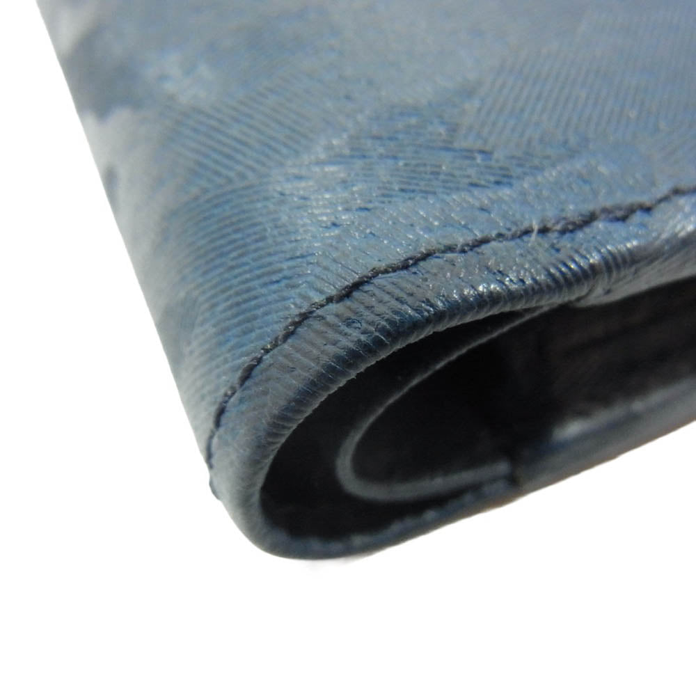 PORTER ポーター 342-03840 WONDER WALLET ワンダー 迷彩柄 エンボス加工 レザー 二つ折り財布 ウォレット ネイビー系【極上美品】【中古】