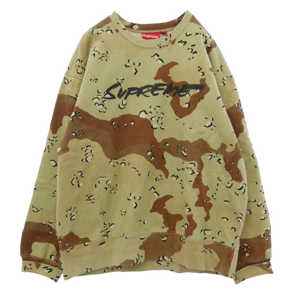 Supreme シュプリーム 20AW Futura Logo Crewneck Sweater フューチュラ ロゴ プリント カモフラージュ 迷彩柄 スウェット カーキ系 ブラウン系 L【中古】