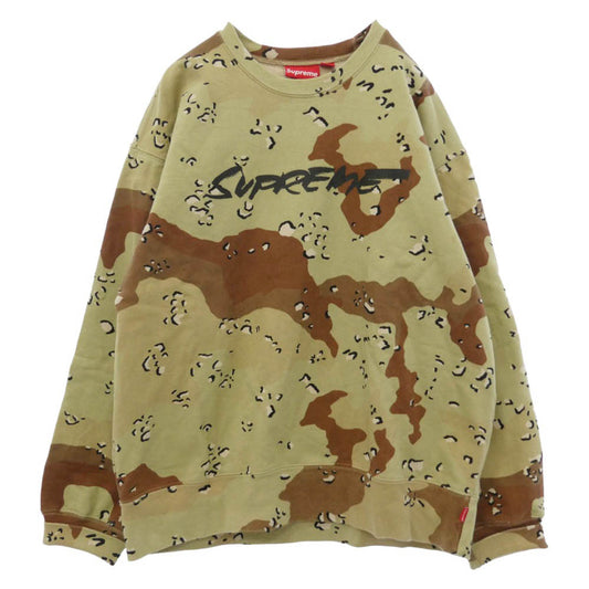 Supreme シュプリーム 20AW Futura Logo Crewneck Sweater フューチュラ ロゴ プリント カモフラージュ 迷彩柄 スウェット カーキ系 ブラウン系 L【中古】