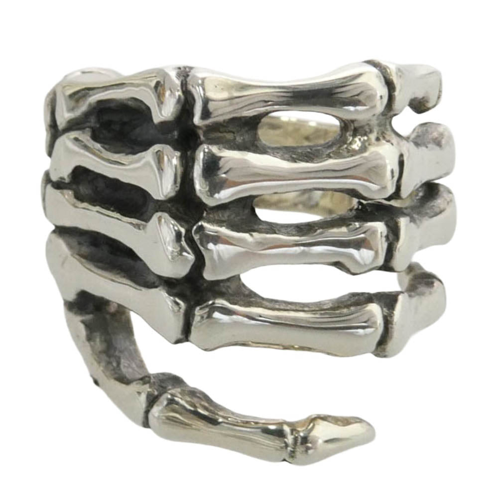 CRAZY PIG クレイジーピッグ 購入時証明書付属 Bone Hand Ring ボーンハンド リング シルバー系 18号【美品】【中古】