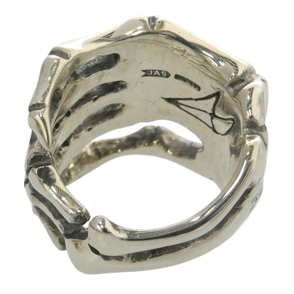 CRAZY PIG クレイジーピッグ 購入時証明書付属 Bone Hand Ring ボーンハンド リング シルバー系 18号【美品】【中古】
