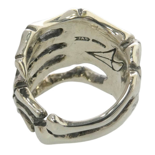 CRAZY PIG クレイジーピッグ 購入時証明書付属 Bone Hand Ring ボーンハンド リング シルバー系 18号【美品】【中古】