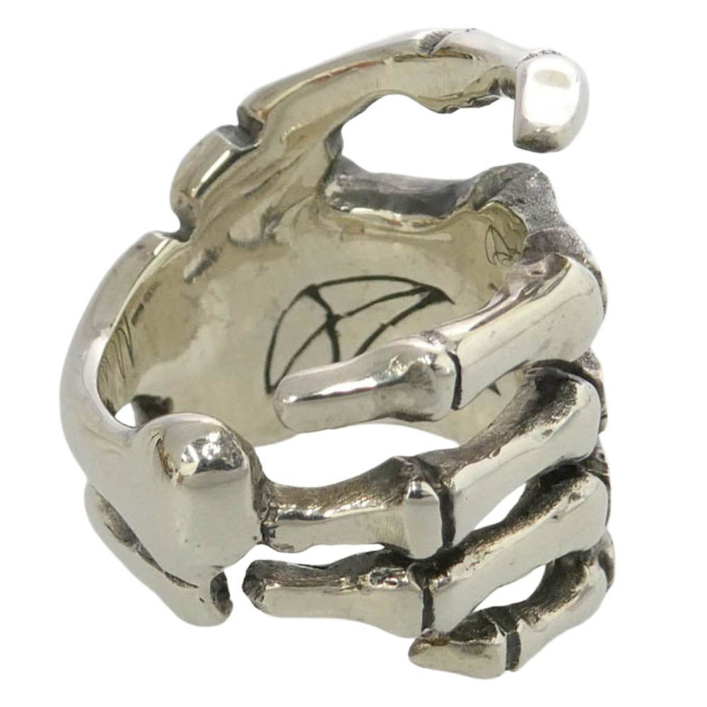 CRAZY PIG クレイジーピッグ 購入時証明書付属 Bone Hand Ring ボーンハンド リング シルバー系 18号【美品】【中古】