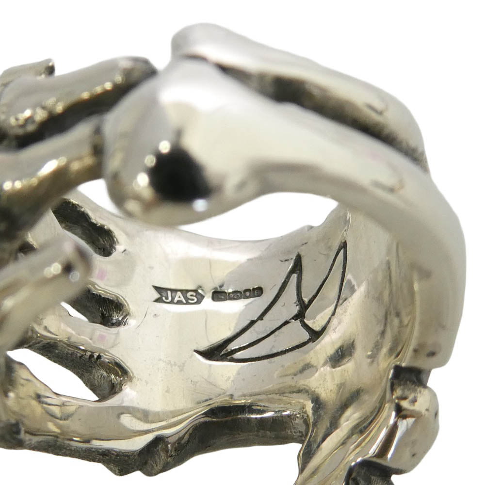 CRAZY PIG クレイジーピッグ 購入時証明書付属 Bone Hand Ring ボーンハンド リング シルバー系 18号【美品】【中古】