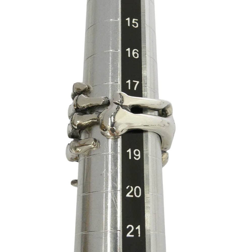 CRAZY PIG クレイジーピッグ 購入時証明書付属 Bone Hand Ring ボーンハンド リング シルバー系 18号【美品】【中古】