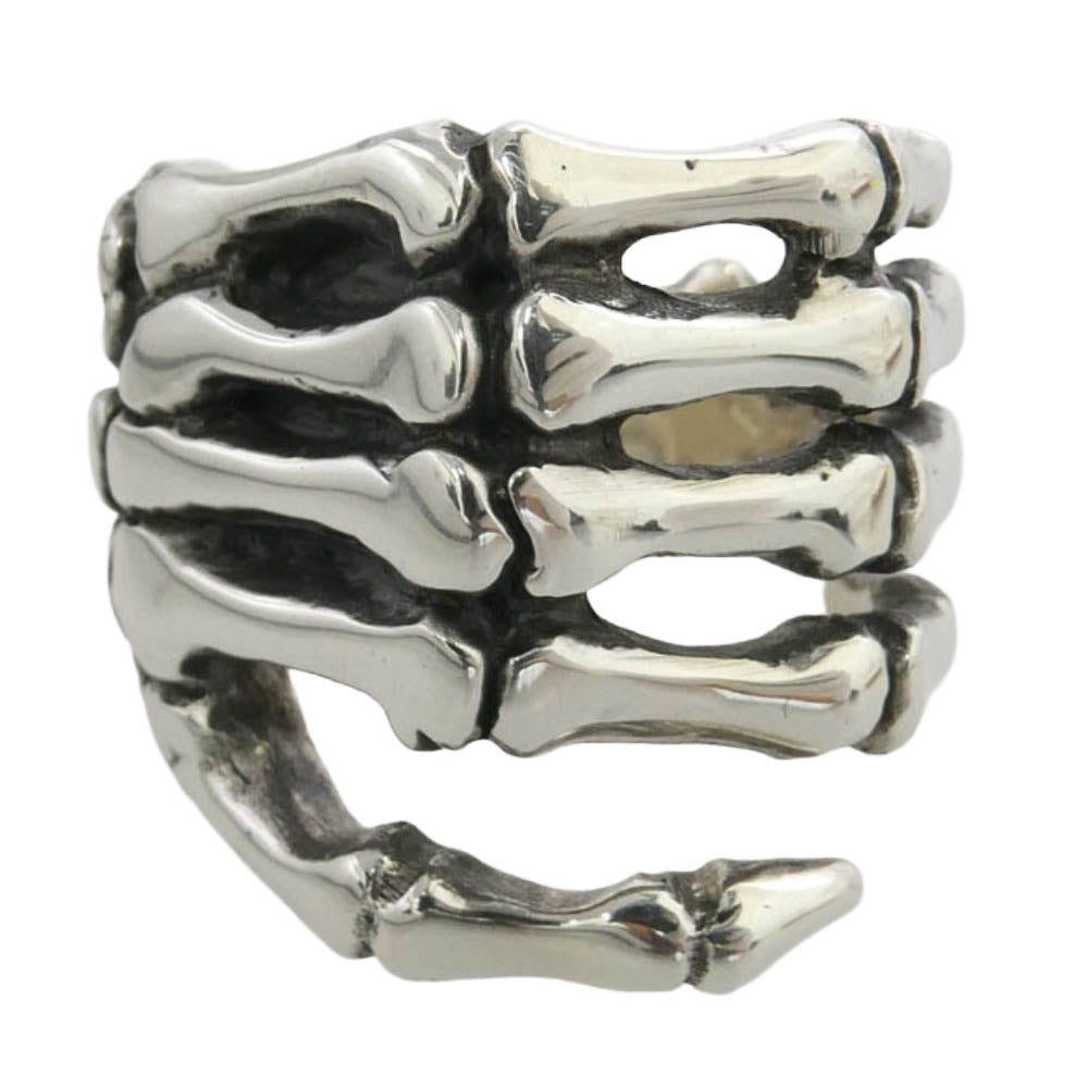 CRAZY PIG クレイジーピッグ Bone Hand Ring ボーンハンド リング シルバー系 16.5号【美品】【中古】