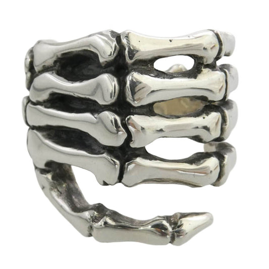 CRAZY PIG クレイジーピッグ Bone Hand Ring ボーンハンド リング シルバー系 16.5号【美品】【中古】