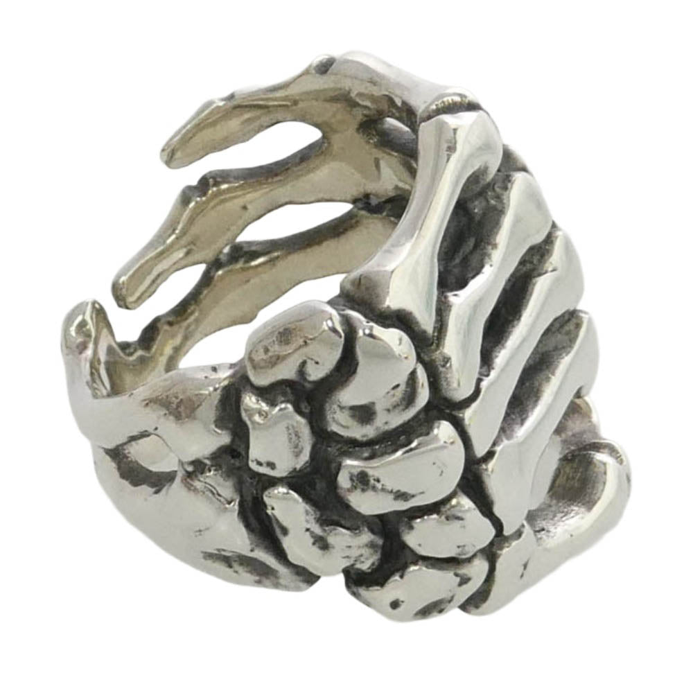 CRAZY PIG クレイジーピッグ Bone Hand Ring ボーンハンド リング シルバー系 16.5号【美品】【中古】
