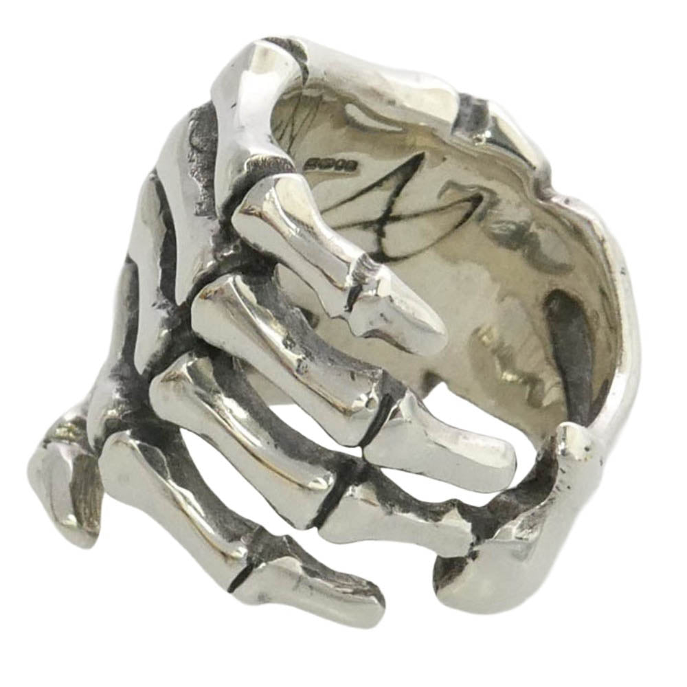CRAZY PIG クレイジーピッグ Bone Hand Ring ボーンハンド リング シルバー系 16.5号【美品】【中古】