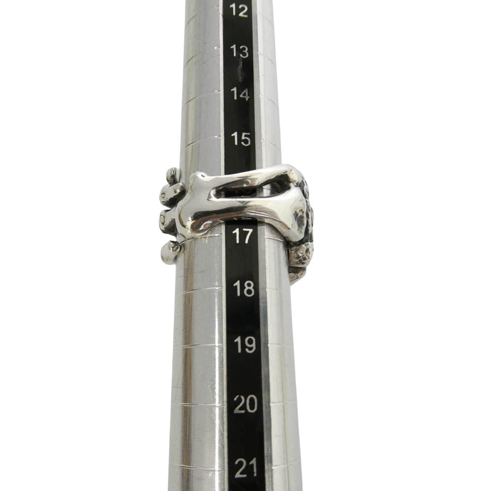 CRAZY PIG クレイジーピッグ Bone Hand Ring ボーンハンド リング シルバー系 16.5号【美品】【中古】