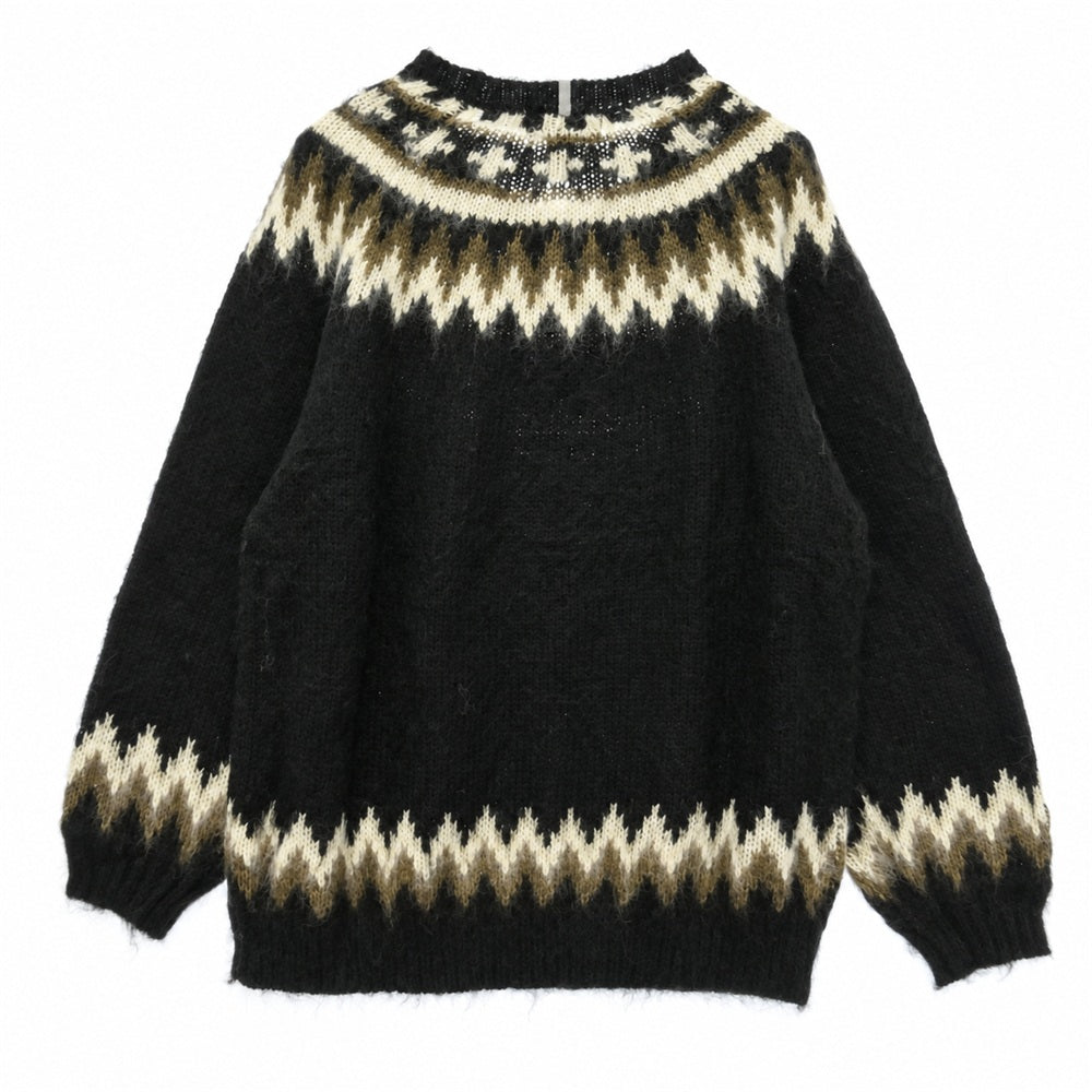MANASTASH マナスタッシュ 792-3240006 ABERDEEN SWEATER NORDIC ノルディック クルーネック ニット セーター ブラック系 L【中古】