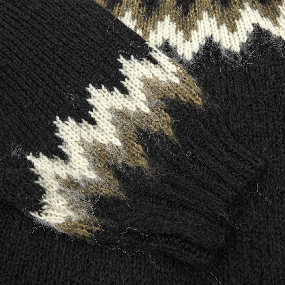 MANASTASH マナスタッシュ 792-3240006 ABERDEEN SWEATER NORDIC ノルディック クルーネック ニット セーター ブラック系 L【中古】