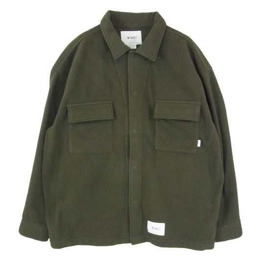WTAPS ダブルタップス 24AW 242TQDT-SHM05 OBJ LS POLY. FLEECE ボタンスナップ ポリエステル フリース シャツジャケット ブルゾン カーキ系 L【中古】