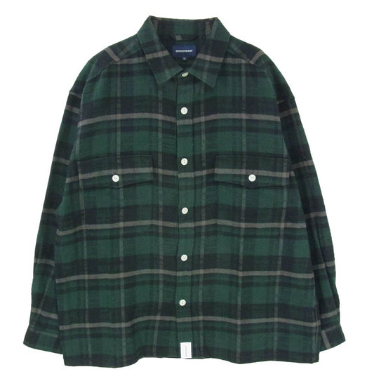 DESCENDANT ディセンダント 25AW 252TQDS-SHM04 VANNING PLAID LS SHIRT バンニング プレイド 長袖 チェック シャツ グリーン系 3【中古】