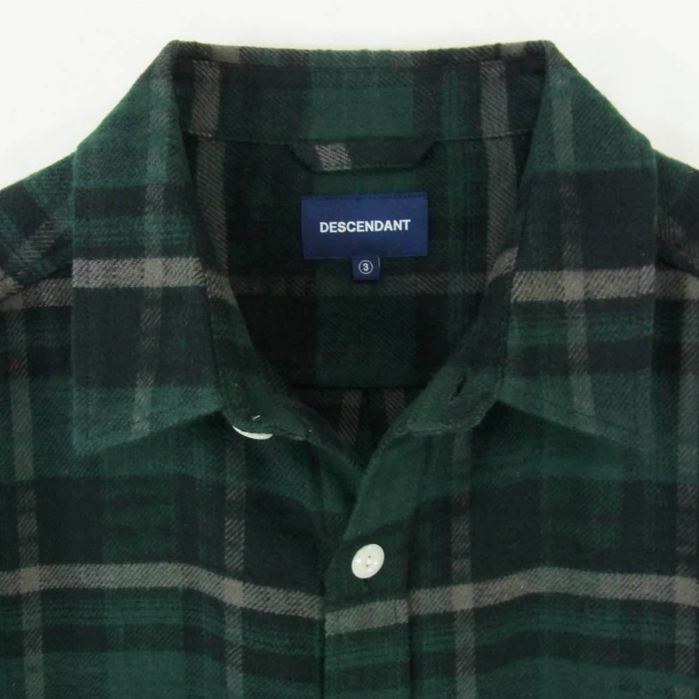 DESCENDANT ディセンダント 25AW 252TQDS-SHM04 VANNING PLAID LS SHIRT バンニング プレイド 長袖 チェック シャツ グリーン系 3【中古】