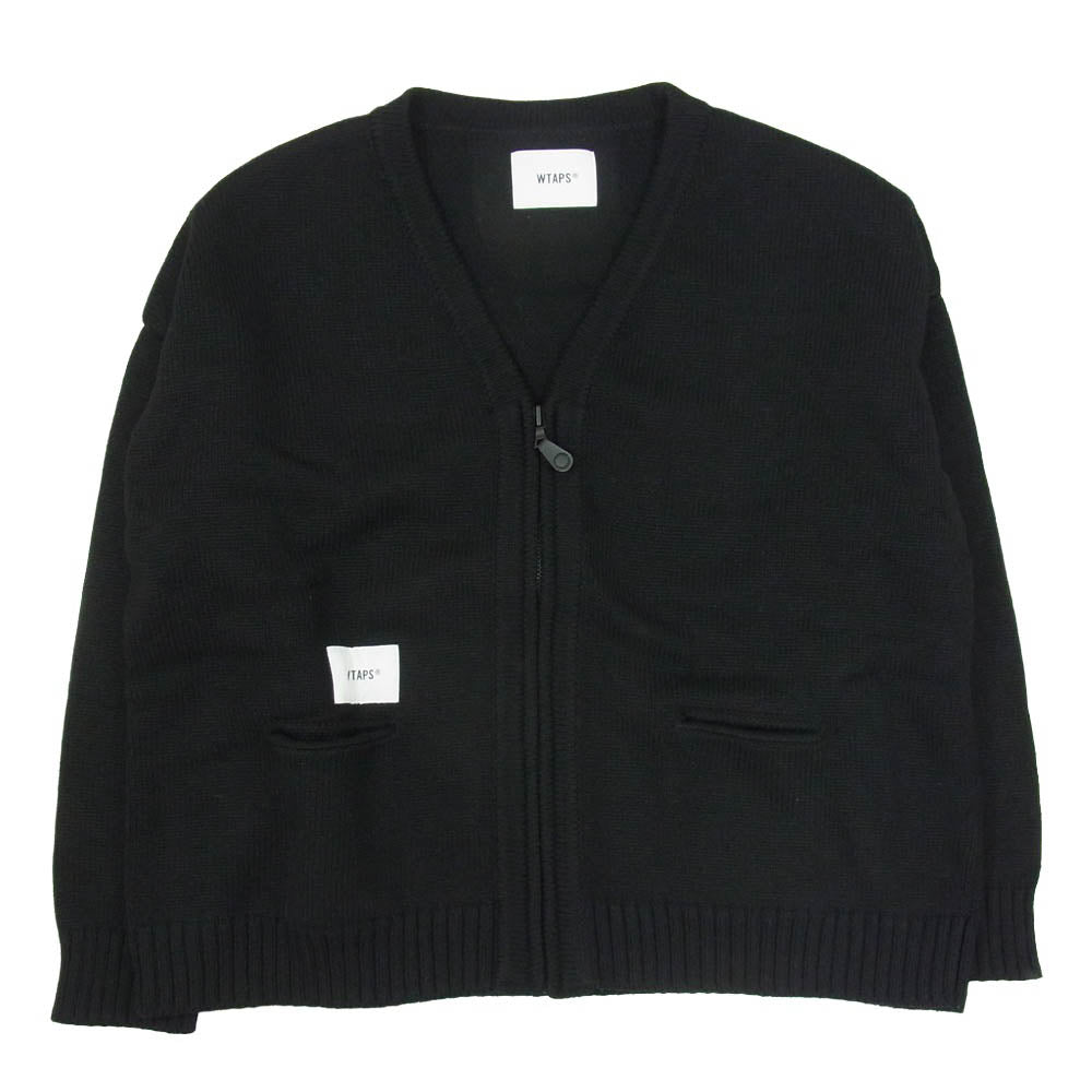 WTAPS ダブルタップス 23AW 232MADT-KNM03 PALMER SWEATER POLY ハンドウォーマー ポリエステル ニット カーディガン セーター ブラック系 XL【中古】
