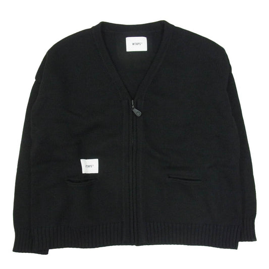 WTAPS ダブルタップス 23AW 232MADT-KNM03 PALMER SWEATER POLY ハンドウォーマー ポリエステル ニット カーディガン セーター ブラック系 XL【中古】