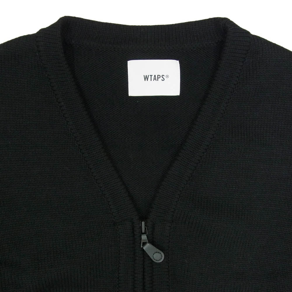 WTAPS ダブルタップス 23AW 232MADT-KNM03 PALMER SWEATER POLY ハンドウォーマー ポリエステル ニット カーディガン セーター ブラック系 XL【中古】