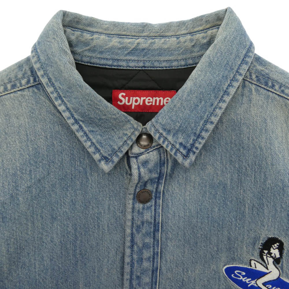 Supreme シュプリーム 26SS Quilted Lined Denim Snap Shirt キルテッド ラインド デニム スナップシャツ ジャケット ブルー系 L【美品】【中古】