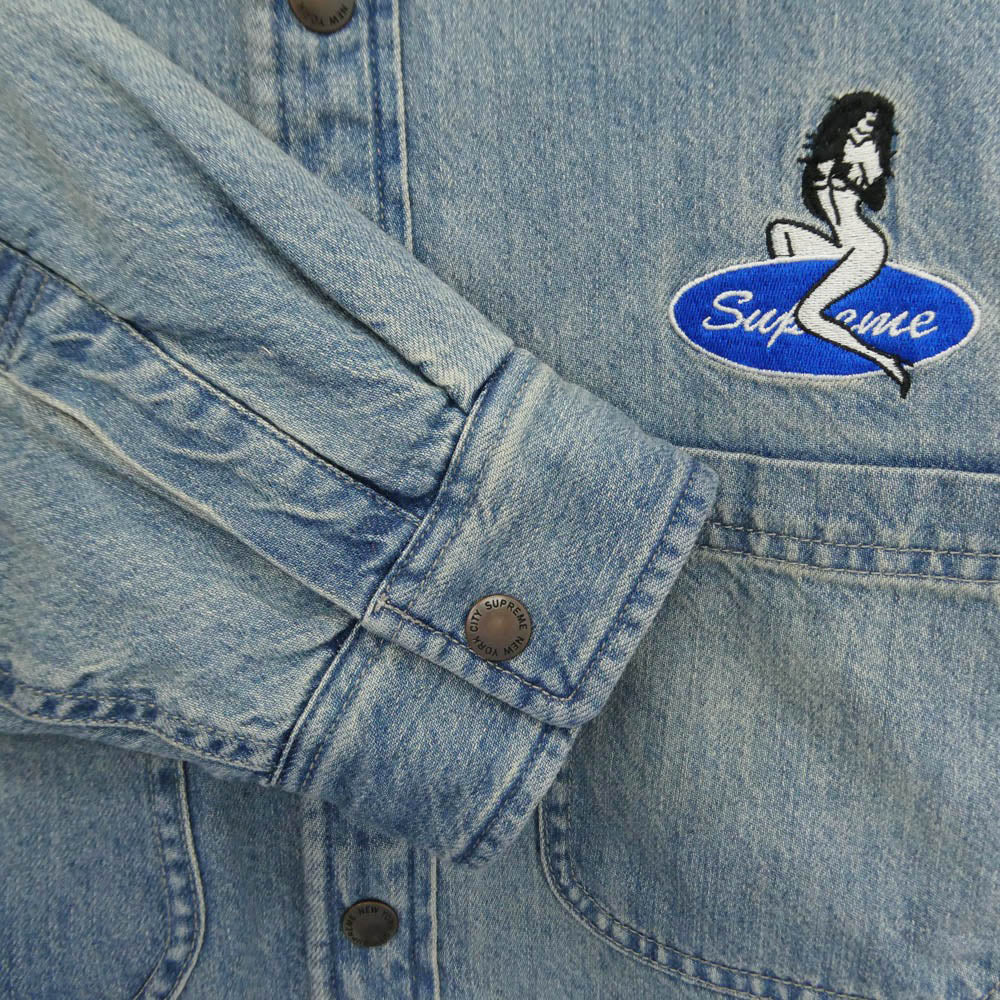 Supreme シュプリーム 26SS Quilted Lined Denim Snap Shirt キルテッド ラインド デニム スナップシャツ ジャケット ブルー系 L【美品】【中古】