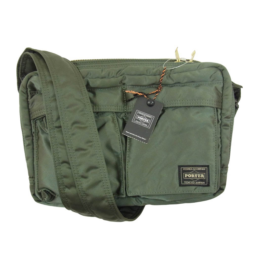 PORTER ポーター 622-15154 TANKER SLING BAG W zip タンカー スリング ダブルジップ ショルダー バッグ モスグリーン系【美品】【中古】