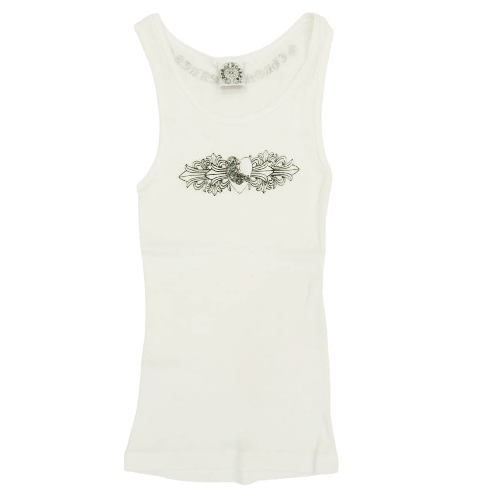 CHROME HEARTS クロムハーツ（原本無） オールド フローラルハート プリント ノースリーブ タンクトップ ホワイト系 M【中古】