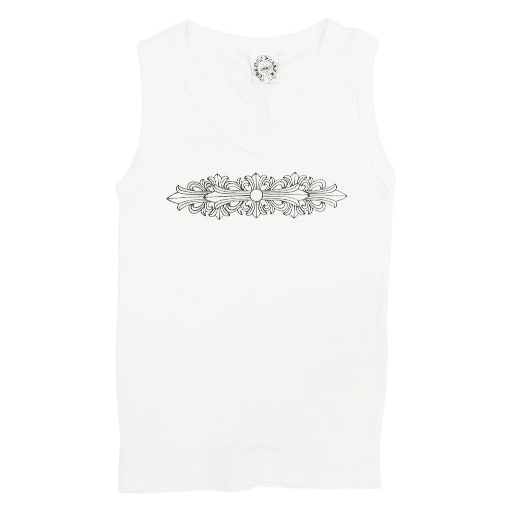 CHROME HEARTS クロムハーツ（原本無） FLRL CRS TANK オールド フローラルクロス プリント ノースリーブ タンクトップ ホワイト系【中古】