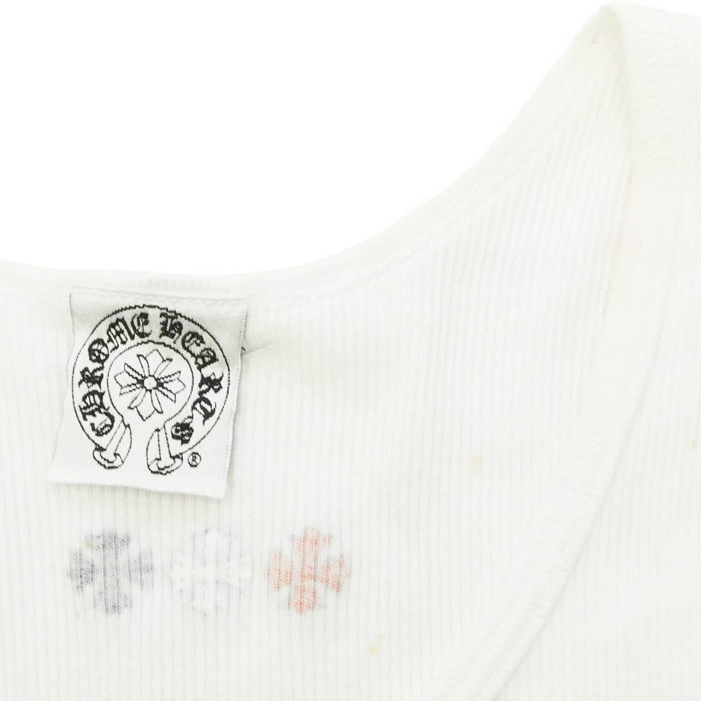 CHROME HEARTS クロムハーツ（原本無） オールド 星条旗 スクロールラベル プリント ノースリーブ タンクトップ ホワイト系 M【中古】