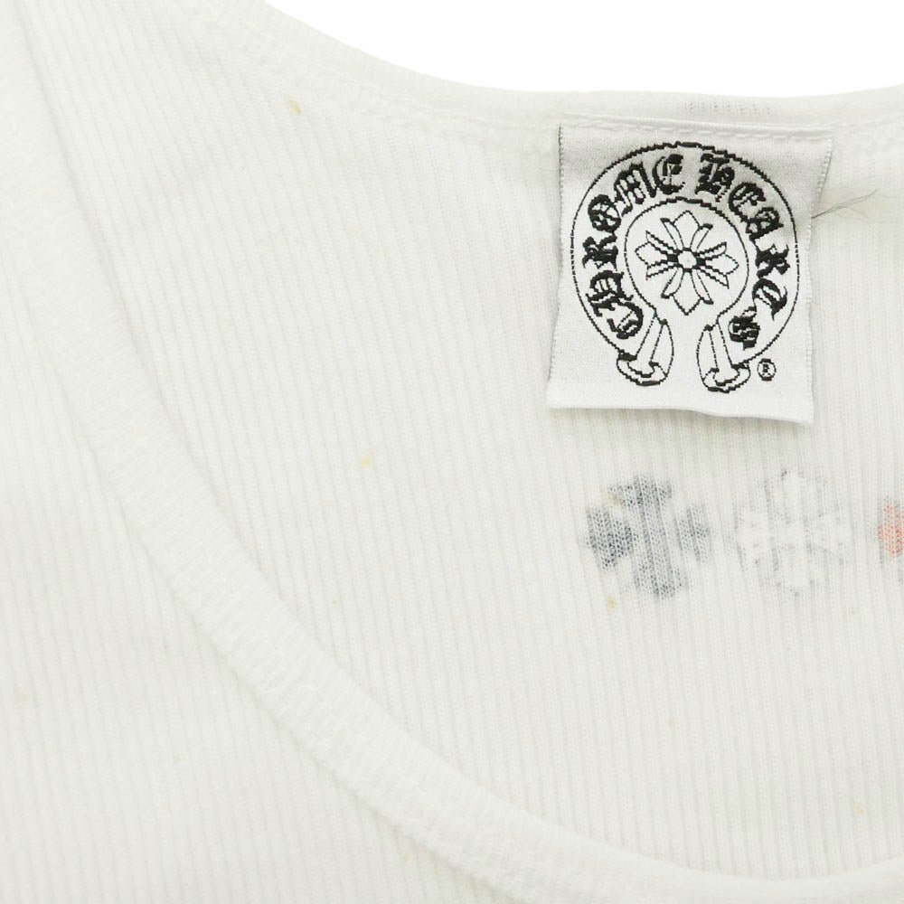 CHROME HEARTS クロムハーツ（原本無） オールド 星条旗 スクロールラベル プリント ノースリーブ タンクトップ ホワイト系 M【中古】