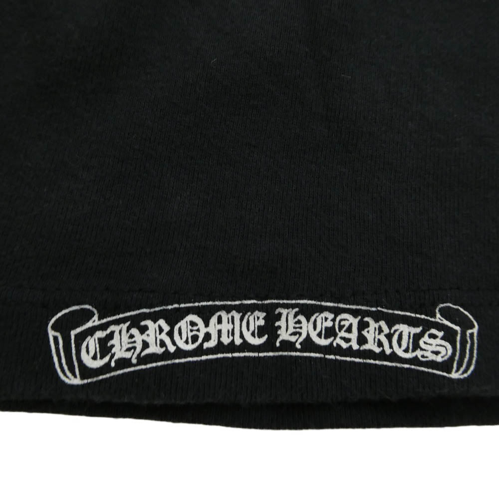CHROME HEARTS クロムハーツ（原本無） オールド フローラルクロス バックスクロールラベル プリント ロンT 長袖 Tシャツ カットソー ブラック系【中古】